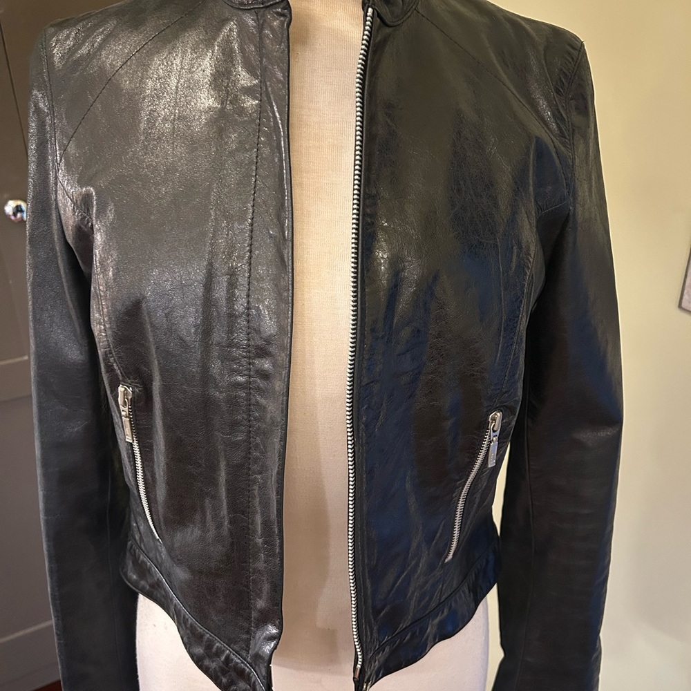 Black Leather Bomber Jacket